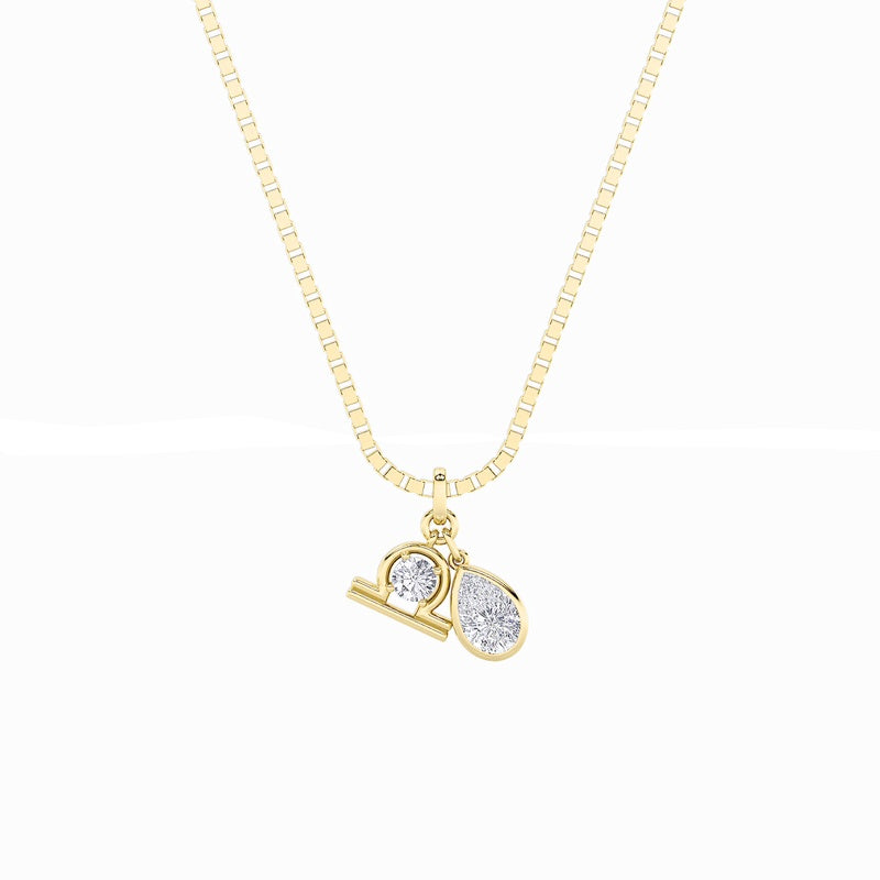 1CTW Pear Shaped Lab Grown Diamond (F/VS) Zodiac Pendant in 14K Gold