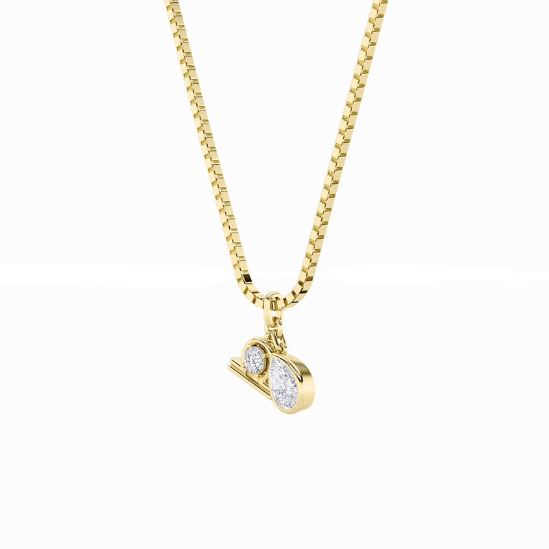 1CTW Pear Shaped Lab Grown Diamond (F/VS) Zodiac Pendant in 14K Gold