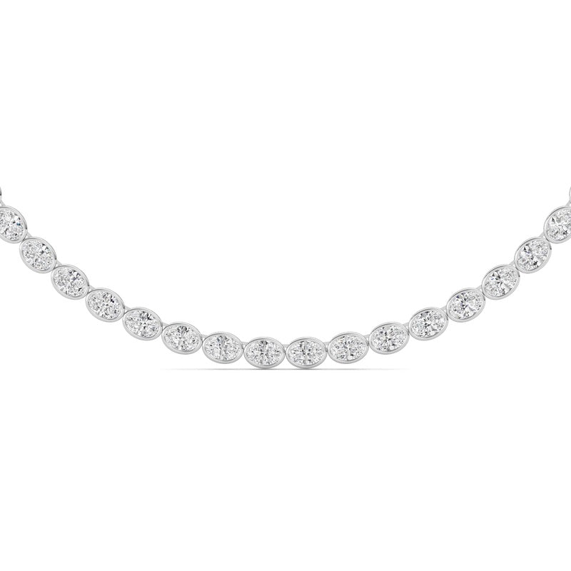 30CTW Oval Lab Grown Diamond (F/VS ) Bezel Set Necklace in 14K Gold