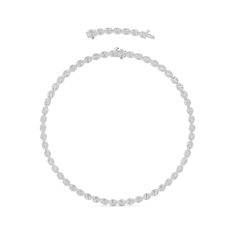 30CTW Oval Lab Grown Diamond (F/VS ) Bezel Set Necklace in 14K Gold