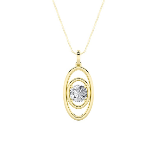 1CTW Round Shaped Lab Grown Diamond (F/VS) Concentric Fancy Pendant in 14K Gold