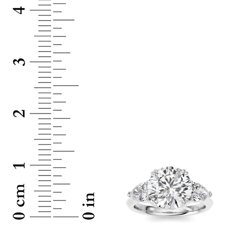 3CTW Round Shaped Lab Grown Diamond (F/VS) Three Stone Hidden Halo Ring in 14K Gold