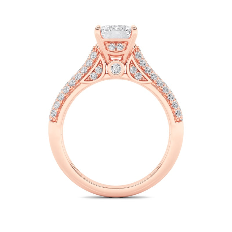 1.5CTW Emerald Shaped Lab Grown Diamond (F/VS) Hidden Halo Accented Engagement Ring in 14K Gold