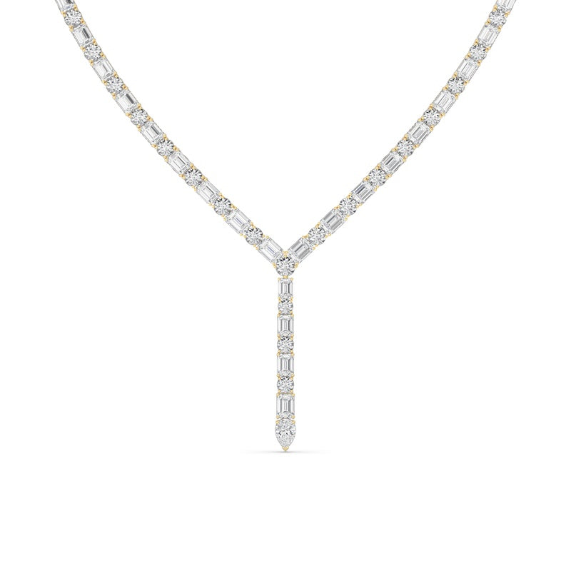 28CTW Mix Shaped Lab Grown Diamond Necklace in 14K Gold (F/VS)