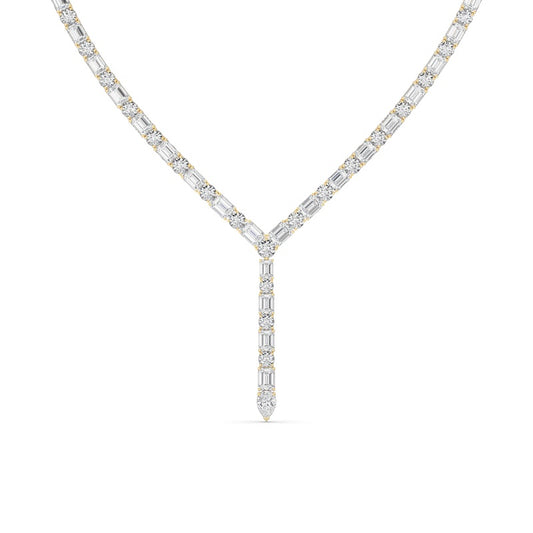 28CTW Mix Shaped Lab Grown Diamond Necklace in 14K Gold (F/VS)