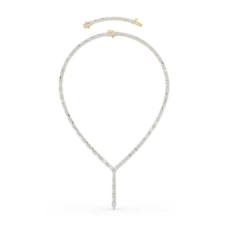28CTW Mix Shaped Lab Grown Diamond Necklace in 14K Gold (F/VS)