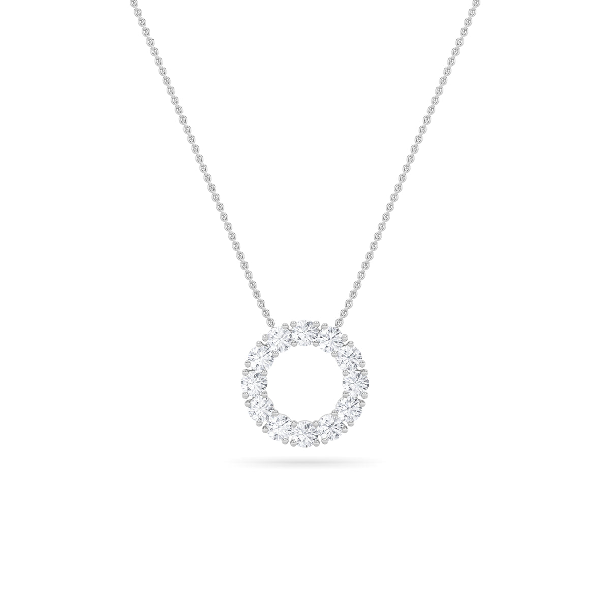 2 ct tw IGI Certified Round Lab-Grown Diamond Circle Pendant in 14K Solid Gold - White