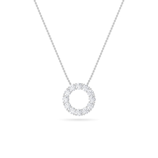 2 ct tw IGI Certified Round Lab-Grown Diamond Circle Pendant in 14K Solid Gold - White