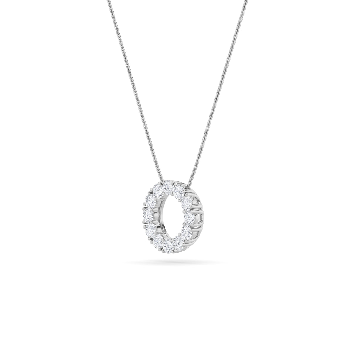 2 ct tw IGI Certified Round Lab-Grown Diamond Circle Pendant in 14K Solid Gold - White