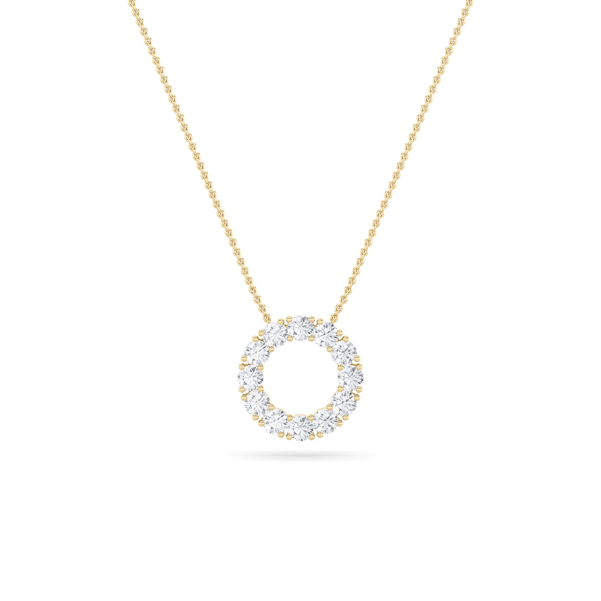 2 ct tw IGI Certified Round Lab-Grown Diamond Circle Pendant in 14K Solid Gold - Yellow