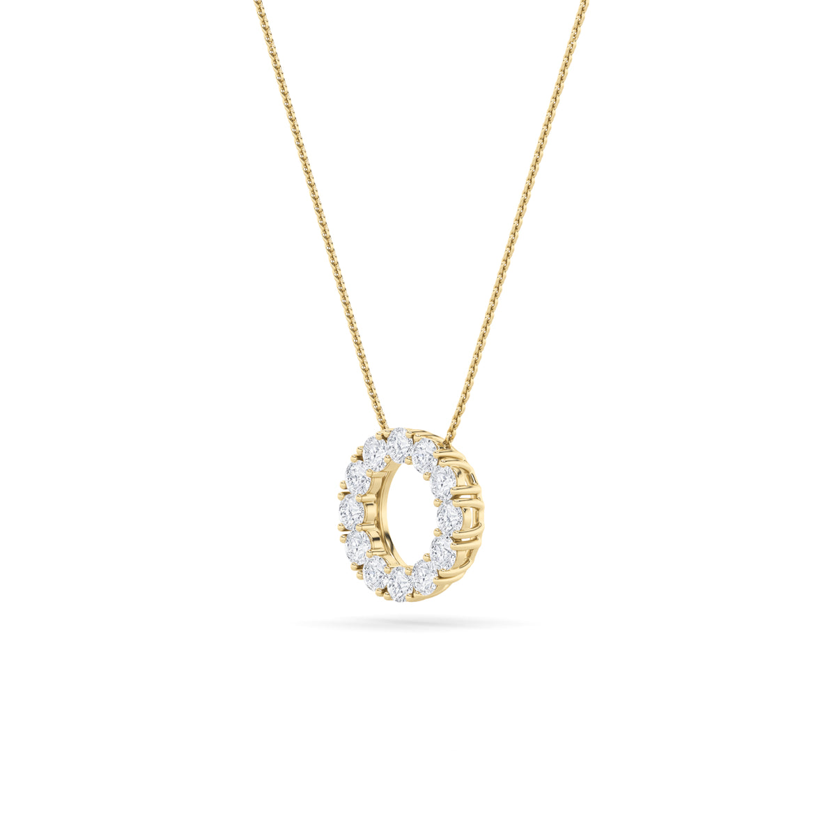 2 ct tw IGI Certified Round Lab-Grown Diamond Circle Pendant in 14K Solid Gold - Yellow