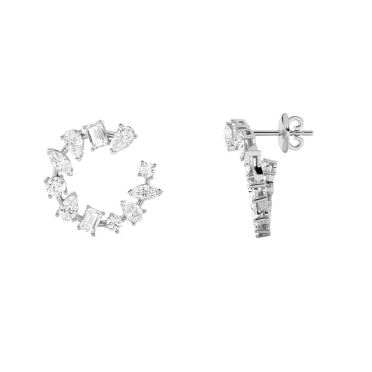 5 ct tw IGI Certified Multi-Shape Lab-Grown Diamond Fancy Circle Earrings in 14K Solid Gold - White