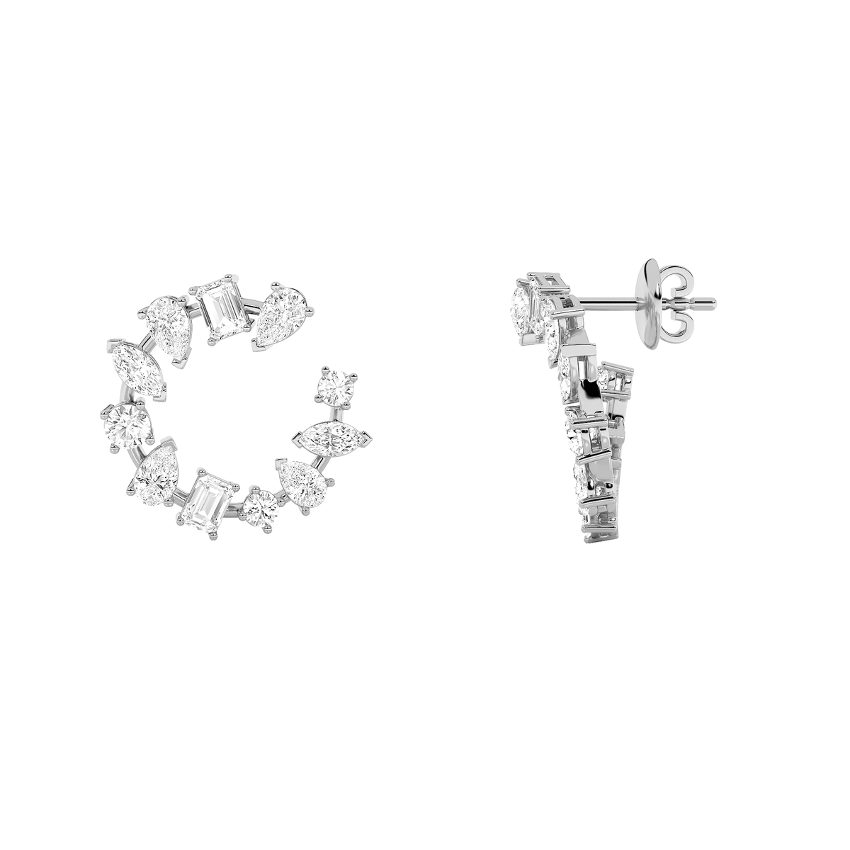 5 ct tw IGI Certified Multi-Shape Lab-Grown Diamond Fancy Circle Earrings in 14K Solid Gold - White