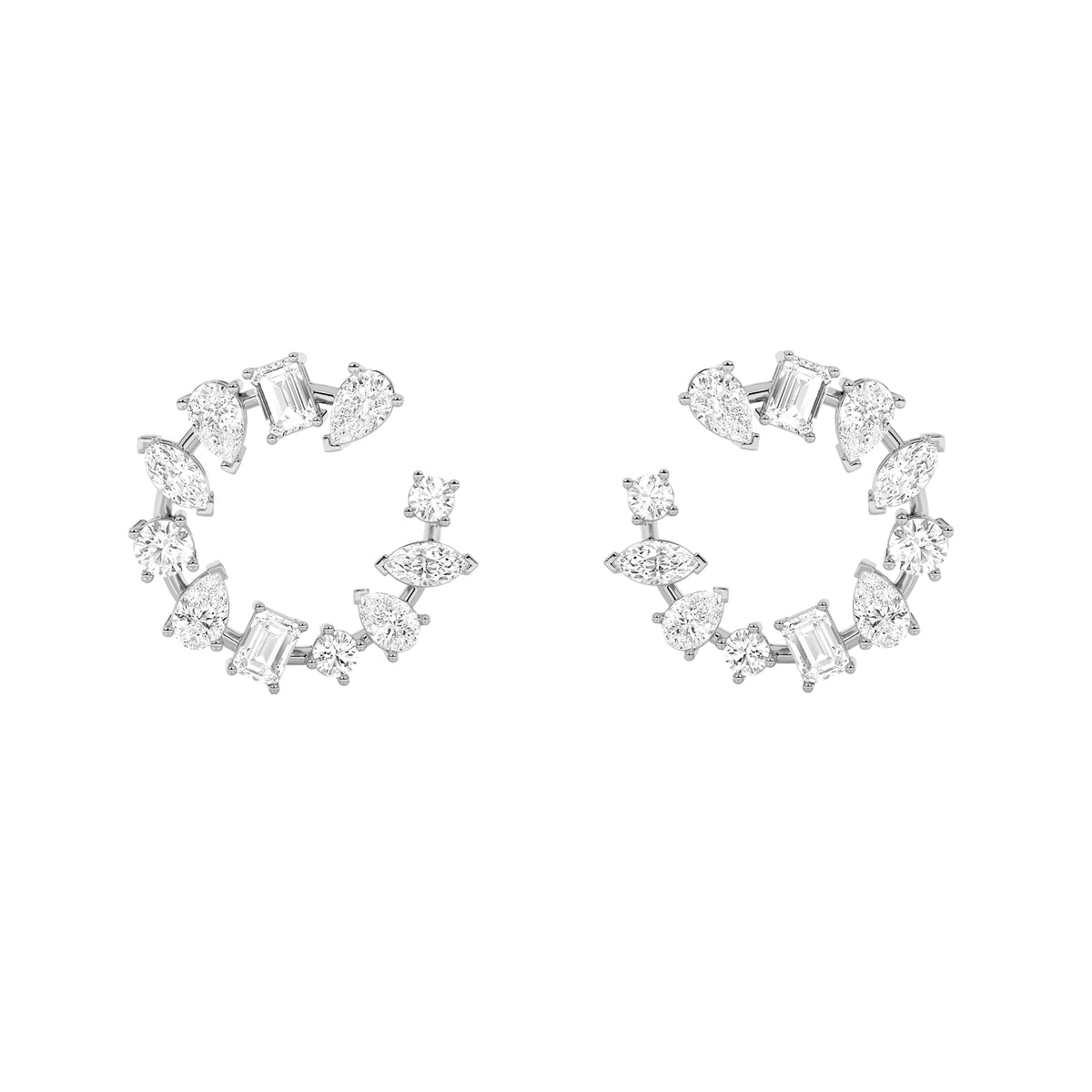 5 ct tw IGI Certified Multi-Shape Lab-Grown Diamond Fancy Circle Earrings in 14K Solid Gold - White