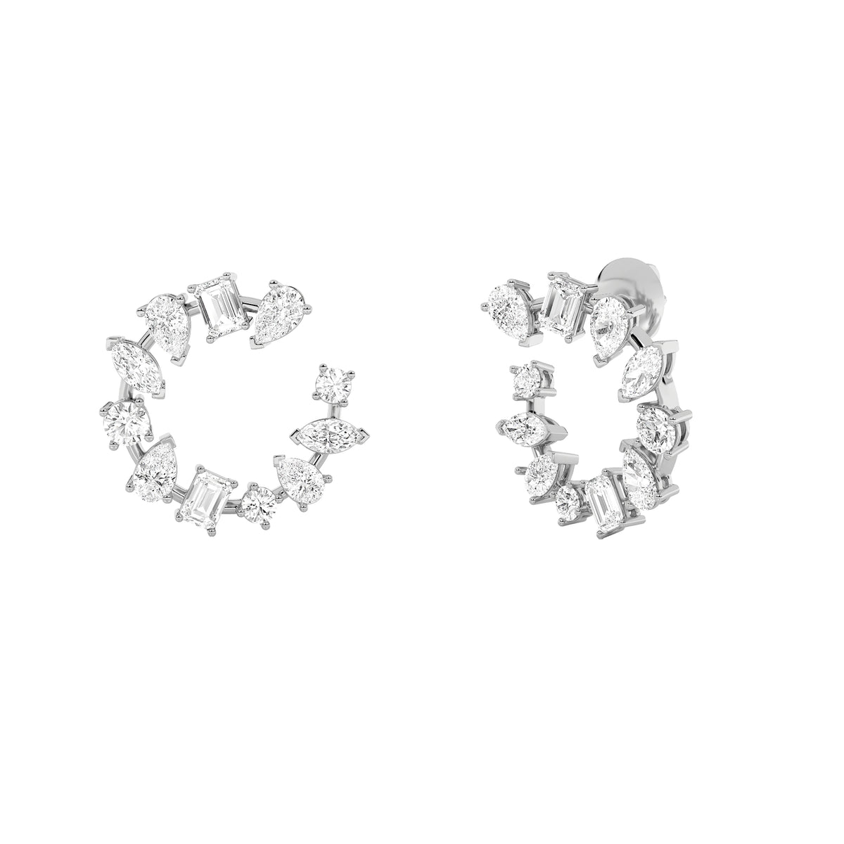 5 ct tw IGI Certified Multi-Shape Lab-Grown Diamond Fancy Circle Earrings in 14K Solid Gold - White
