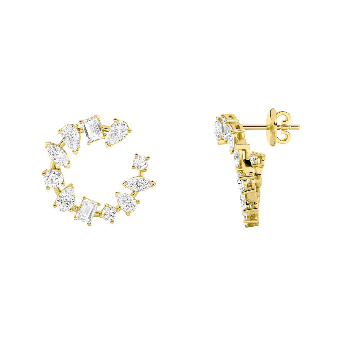 5 ct tw IGI Certified Multi-Shape Lab-Grown Diamond Fancy Circle Earrings in 14K Solid Gold - Yellow