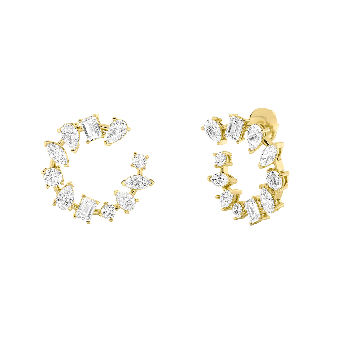 5 ct tw IGI Certified Multi-Shape Lab-Grown Diamond Fancy Circle Earrings in 14K Solid Gold - Yellow