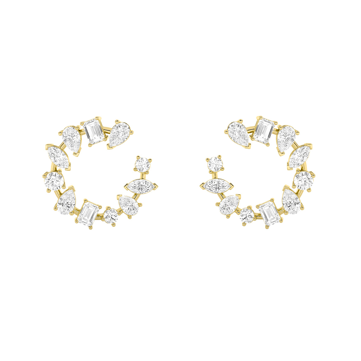 5 ct tw IGI Certified Multi-Shape Lab-Grown Diamond Fancy Circle Earrings in 14K Solid Gold - Yellow