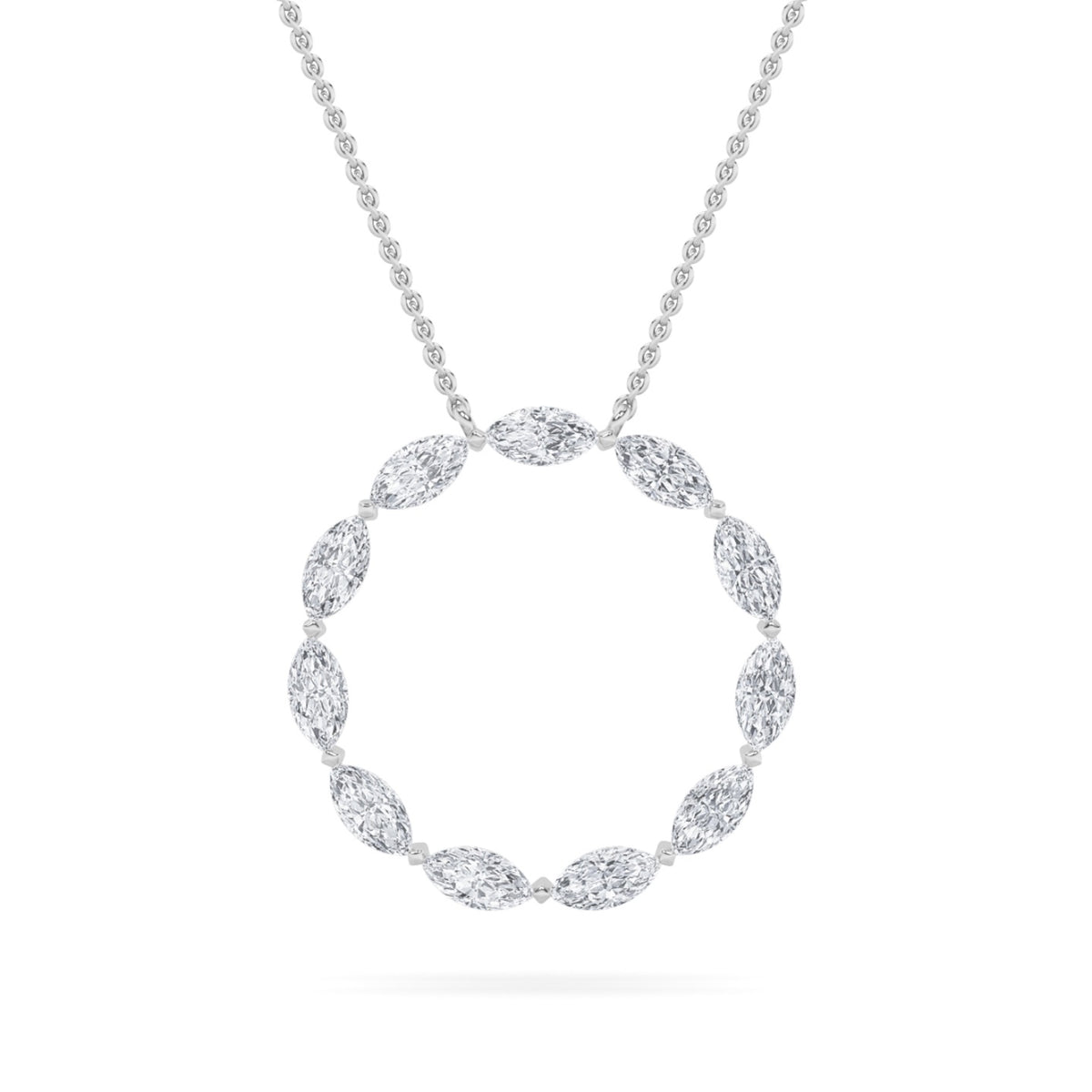 2 ct tw IGI Certified Marquise Lab-Grown Diamond Circle Necklace in 14K Solid Gold - White