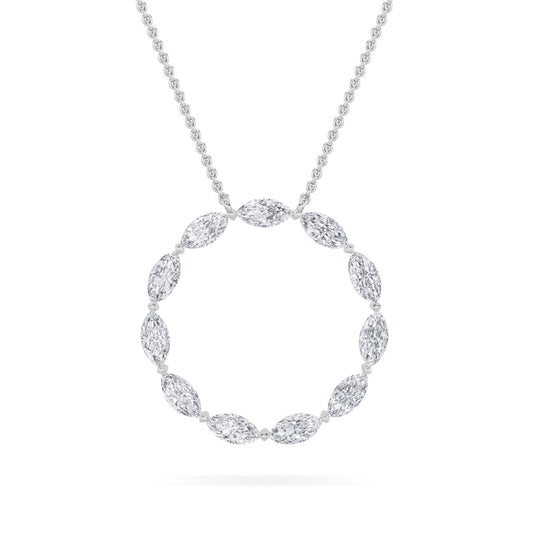 2 ct tw IGI Certified Marquise Lab-Grown Diamond Circle Necklace in 14K Solid Gold - White