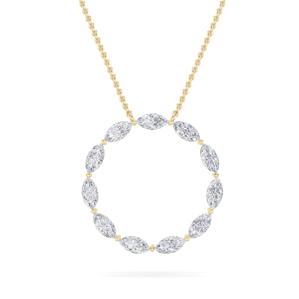 2 ct tw IGI Certified Marquise Lab-Grown Diamond Circle Necklace in 14K Solid Gold - Yellow