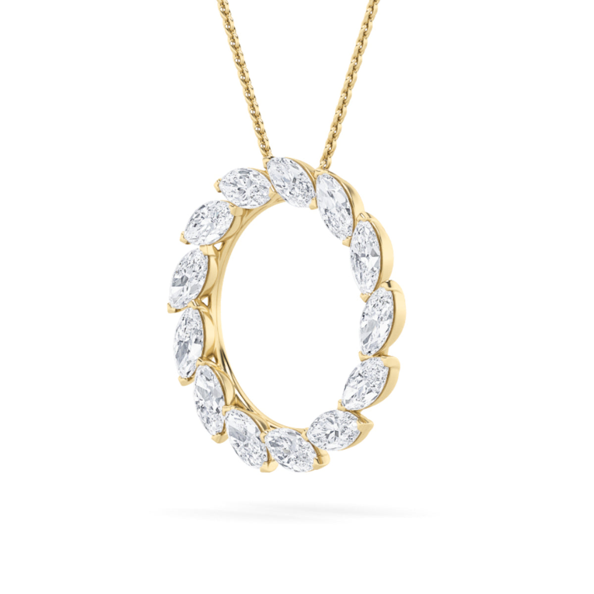 2 ct tw IGI Certified Marquise Lab-Grown Diamond Circle Necklace No. 2 in 14K Solid Gold - Yellow