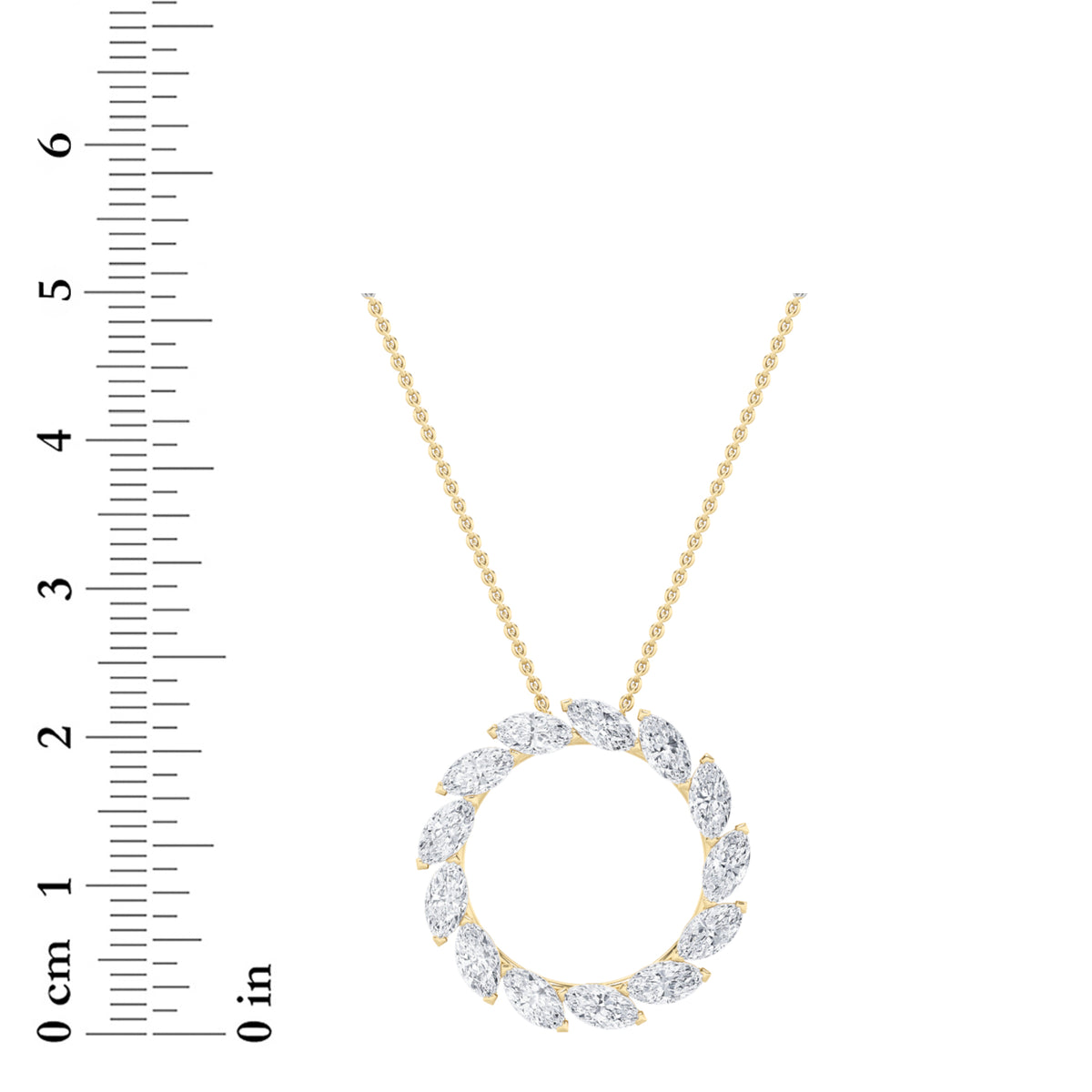 2 ct tw IGI Certified Marquise Lab-Grown Diamond Circle Necklace No. 2 in 14K Solid Gold - Yellow