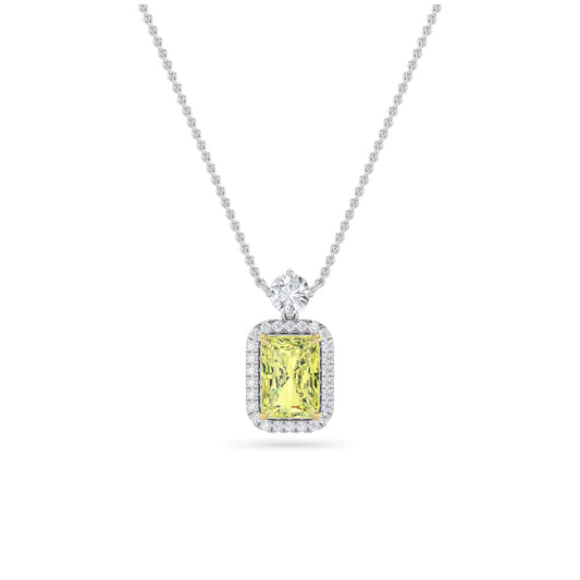 2.5 ct tw IGI Certified Radiant Lab-Grown Diamond Necklace in 14K Solid Gold - White/Yellow