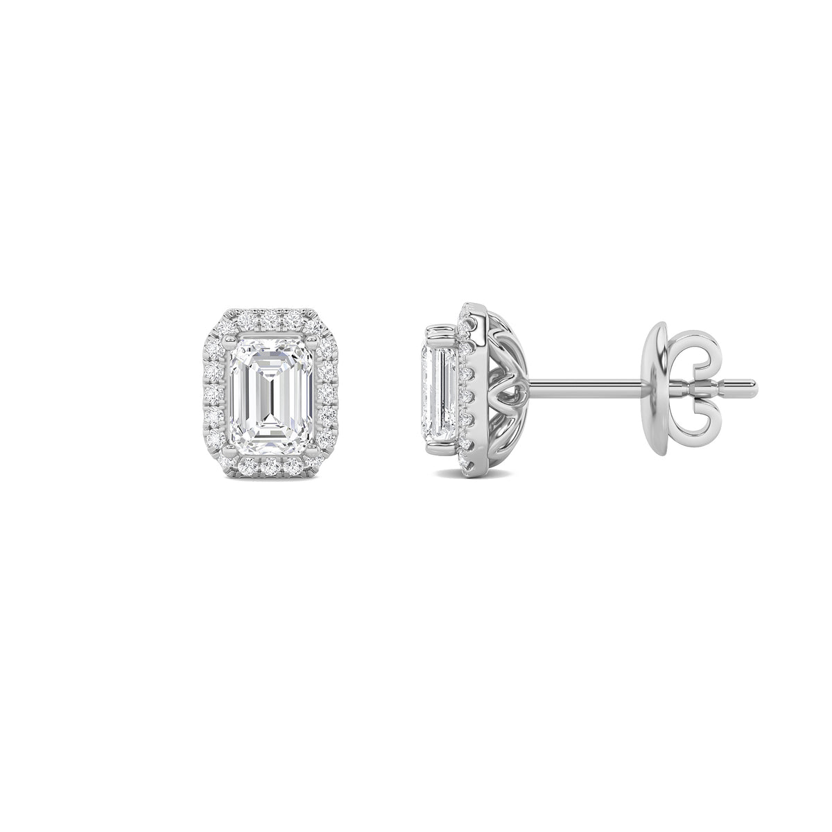 3 ct tw IGI Certified Emerald Lab-Grown Diamond Earrings in 14K Solid Gold - White