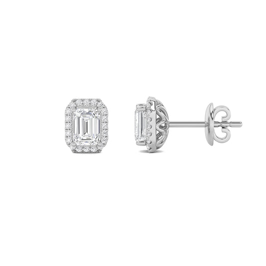 3 ct tw IGI Certified Emerald Lab-Grown Diamond Earrings in 14K Solid Gold - White