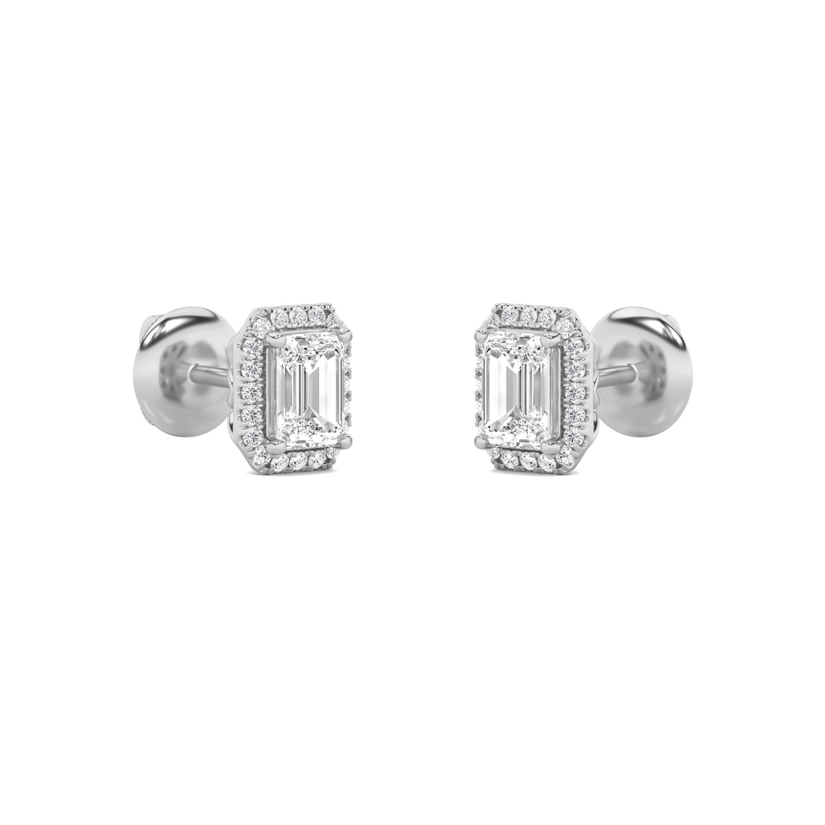 3 ct tw IGI Certified Emerald Lab-Grown Diamond Earrings in 14K Solid Gold - White