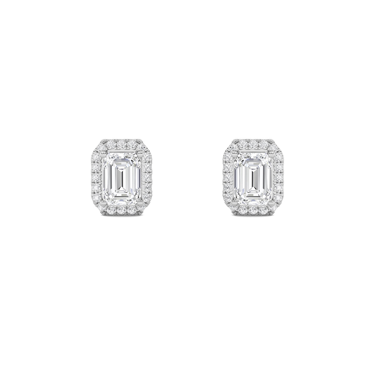 3 ct tw IGI Certified Emerald Lab-Grown Diamond Earrings in 14K Solid Gold - White