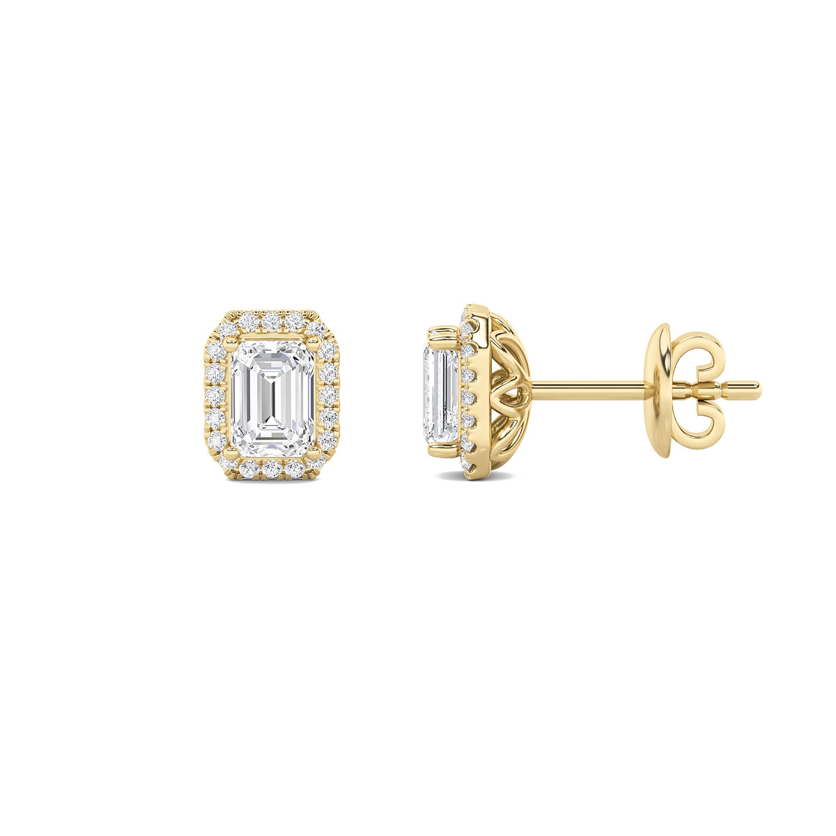 3 ct tw IGI Certified Emerald Lab-Grown Diamond Earrings in 14K Solid Gold - Yellow
