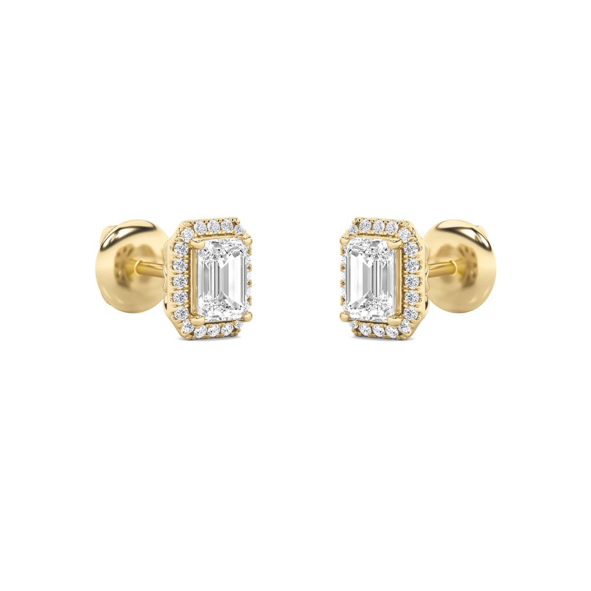 3 ct tw IGI Certified Emerald Lab-Grown Diamond Earrings in 14K Solid Gold - Yellow