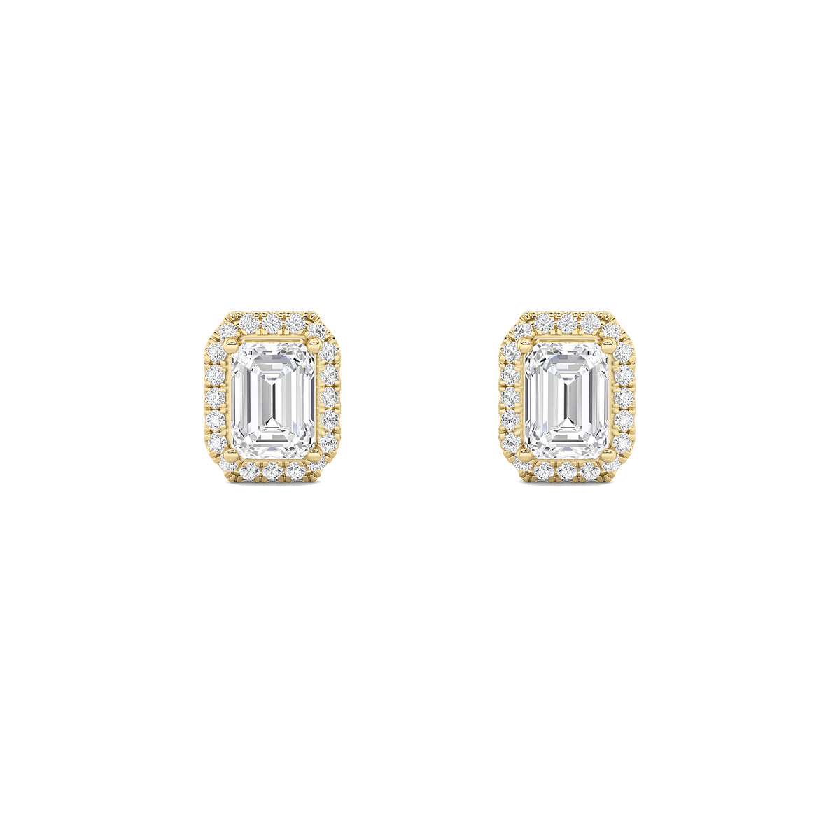 3 ct tw IGI Certified Emerald Lab-Grown Diamond Earrings in 14K Solid Gold - Yellow