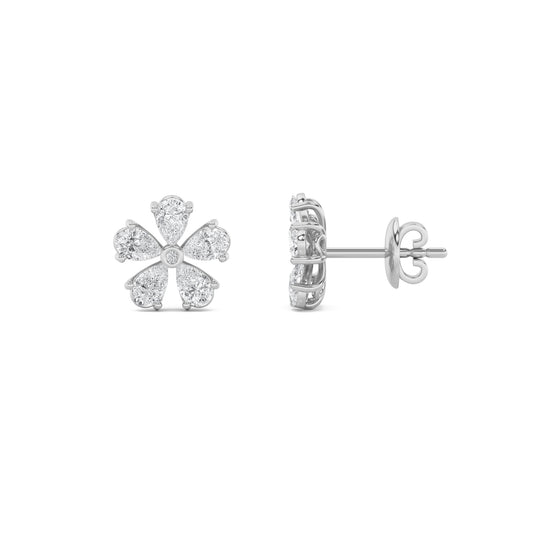 1.5 ct tw IGI Certified Pear Lab-Grown Diamond Floral Earrings in 14K Solid Gold - White
