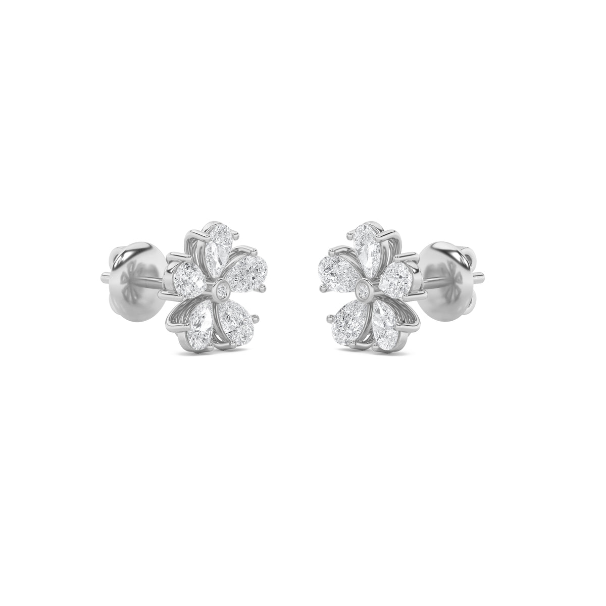 1.5 ct tw IGI Certified Pear Lab-Grown Diamond Floral Earrings in 14K Solid Gold - White