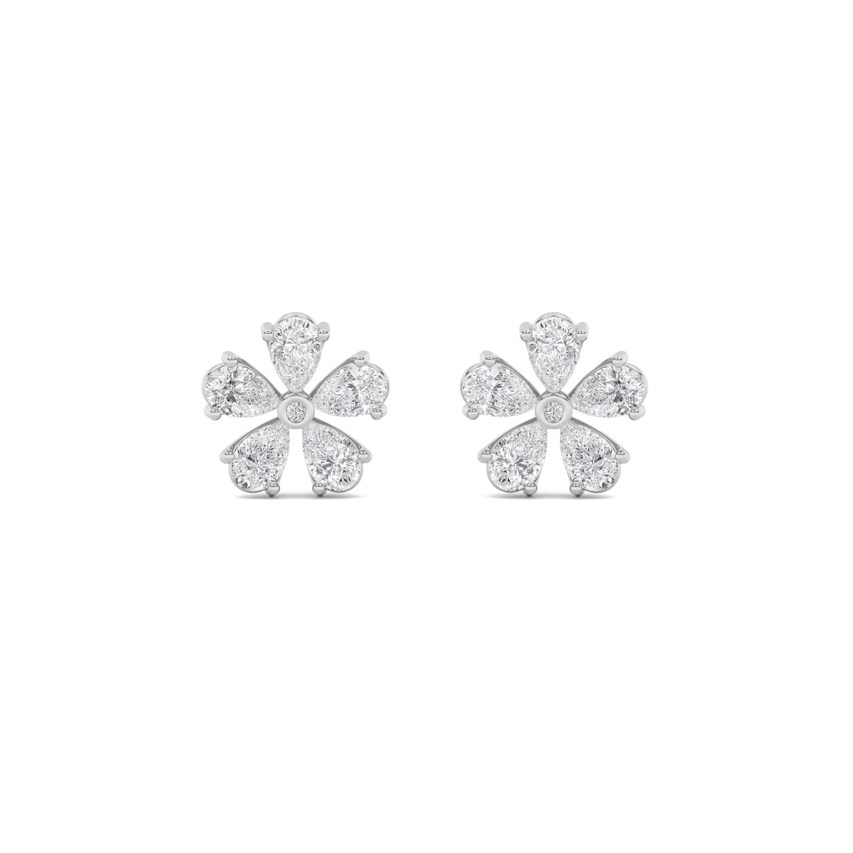 1.5 ct tw IGI Certified Pear Lab-Grown Diamond Floral Earrings in 14K Solid Gold - White