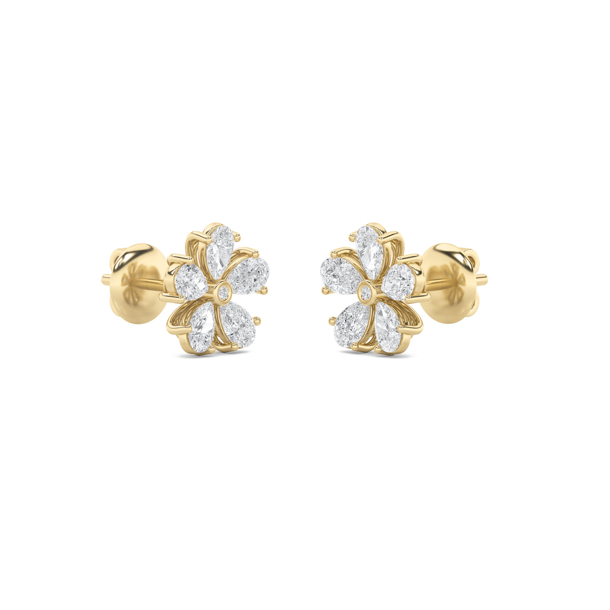 1.5 ct tw IGI Certified Pear Lab-Grown Diamond Floral Earrings in 14K Solid Gold - Yellow