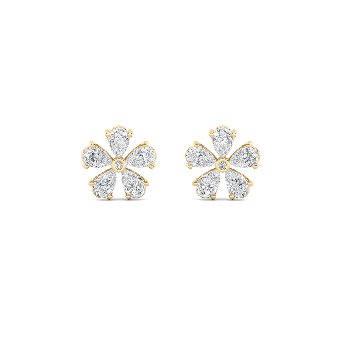 1.5 ct tw IGI Certified Pear Lab-Grown Diamond Floral Earrings in 14K Solid Gold - Yellow