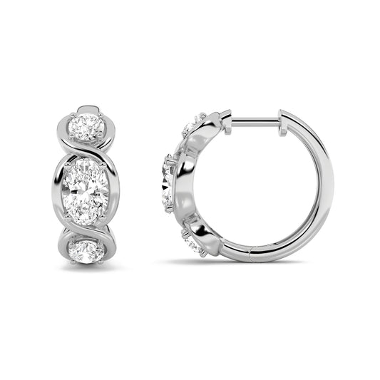 2.5 ct tw IGI Certified Oval Lab-Grown Diamond Three Stone Earrings in 14K Solid Gold - White