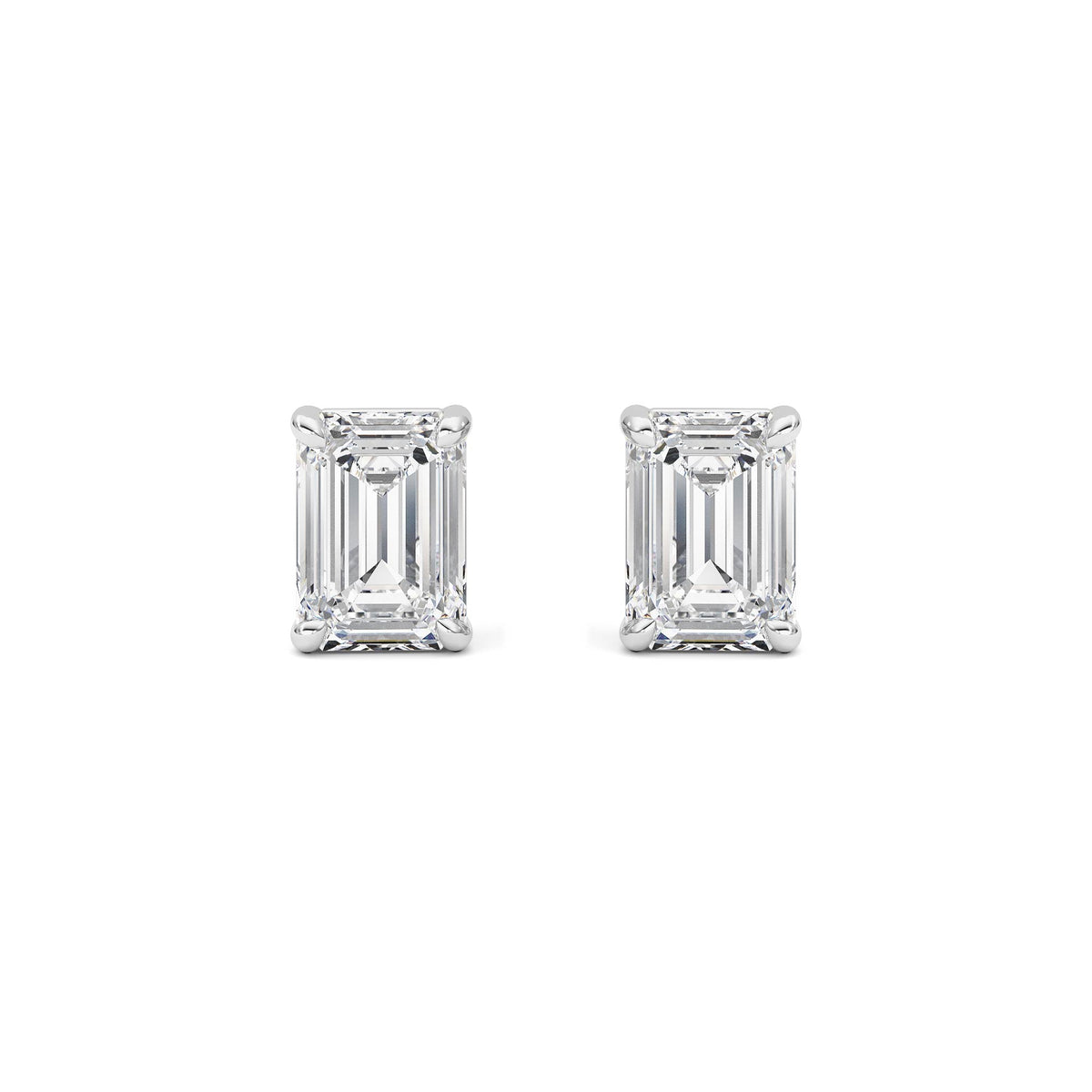 2 ct tw IGI Certified Emerald Lab-Grown Diamond Classic Basket Set Stud Earrings in 14K Solid Gold - White