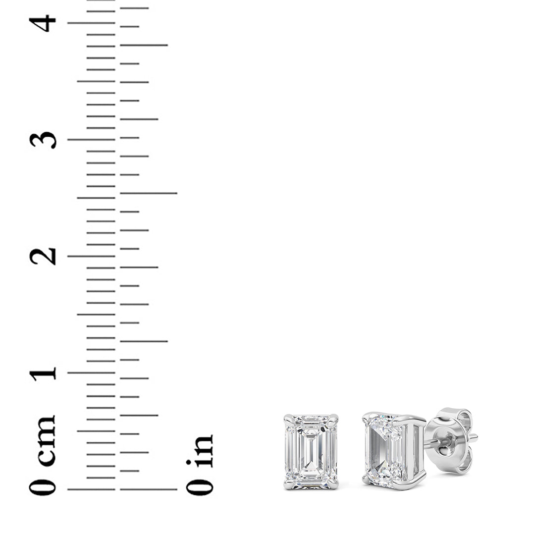 2 ct tw IGI Certified Emerald Lab-Grown Diamond Classic Basket Set Stud Earrings in 14K Solid Gold - White