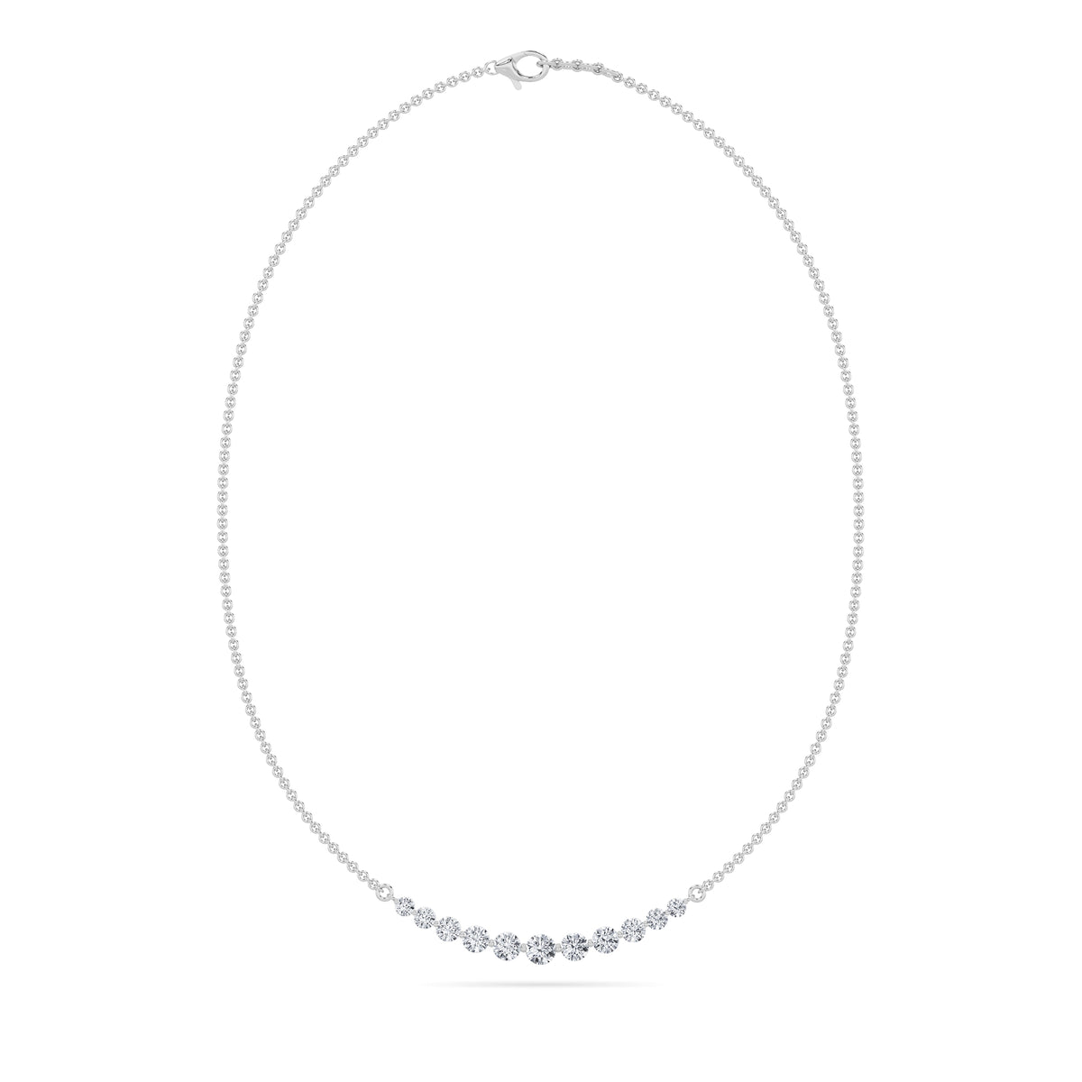 3 ct tw IGI Certified Round Lab-Grown Diamond Graduated Half Necklace in 14K Solid Gold - White