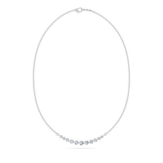3 ct tw IGI Certified Round Lab-Grown Diamond Graduated Half Necklace in 14K Solid Gold - White