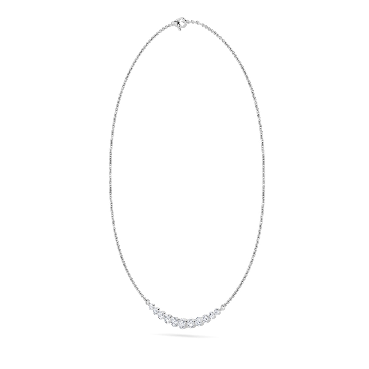 3 ct tw IGI Certified Round Lab-Grown Diamond Graduated Half Necklace in 14K Solid Gold - White