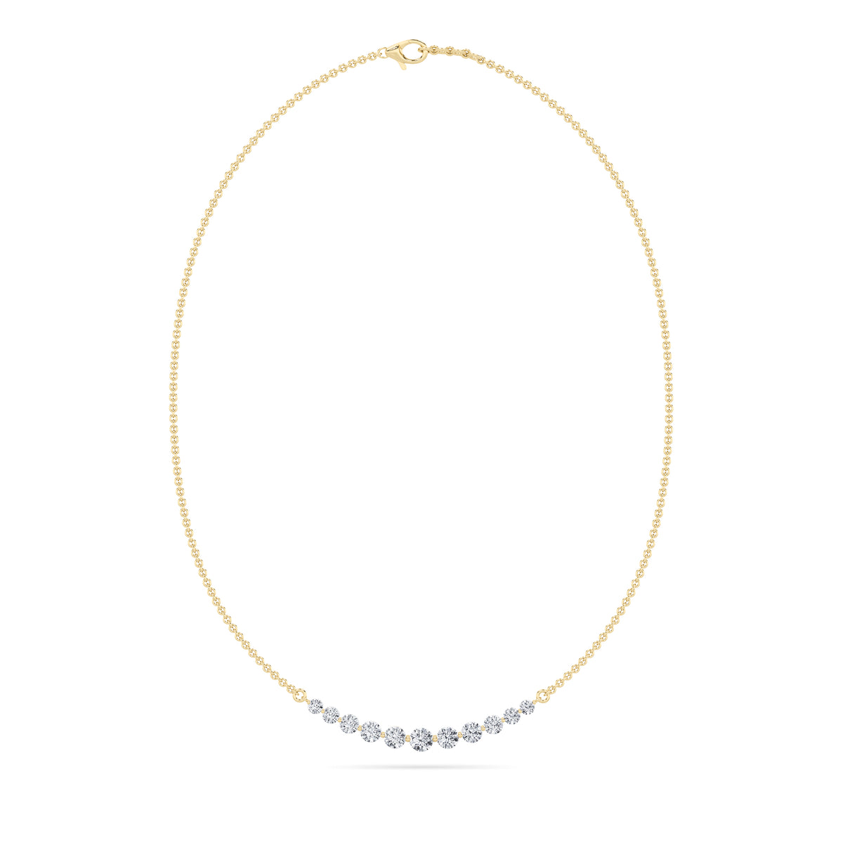 3 ct tw IGI Certified Round Lab-Grown Diamond Graduated Half Necklace in 14K Solid Gold - Yellow