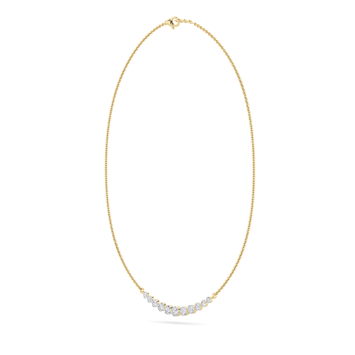 3 ct tw IGI Certified Round Lab-Grown Diamond Graduated Half Necklace in 14K Solid Gold - Yellow