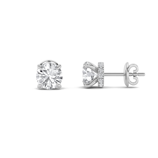 1 ct tw IGI Certified Round Lab-Grown Diamond Hidden Halo Stud Earrings in 14K Solid Gold - White