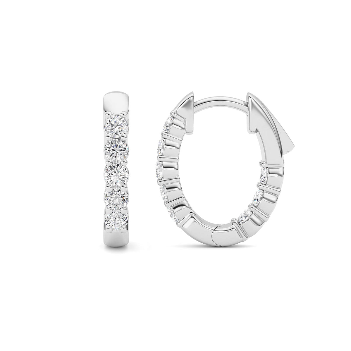 2 ct tw IGI Certified Round Lab-Grown Diamond Inside Out Hoop Earrings in 14K Solid Gold - White